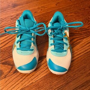 Under Armour Kids Teal and Gold Sneakers